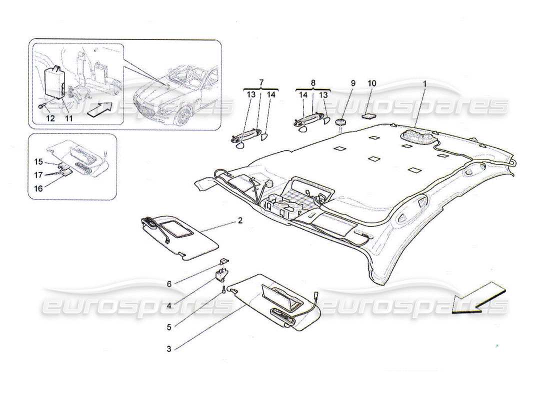 a part diagram from the maserati quattroporte m139 (2005-2013) parts catalogue