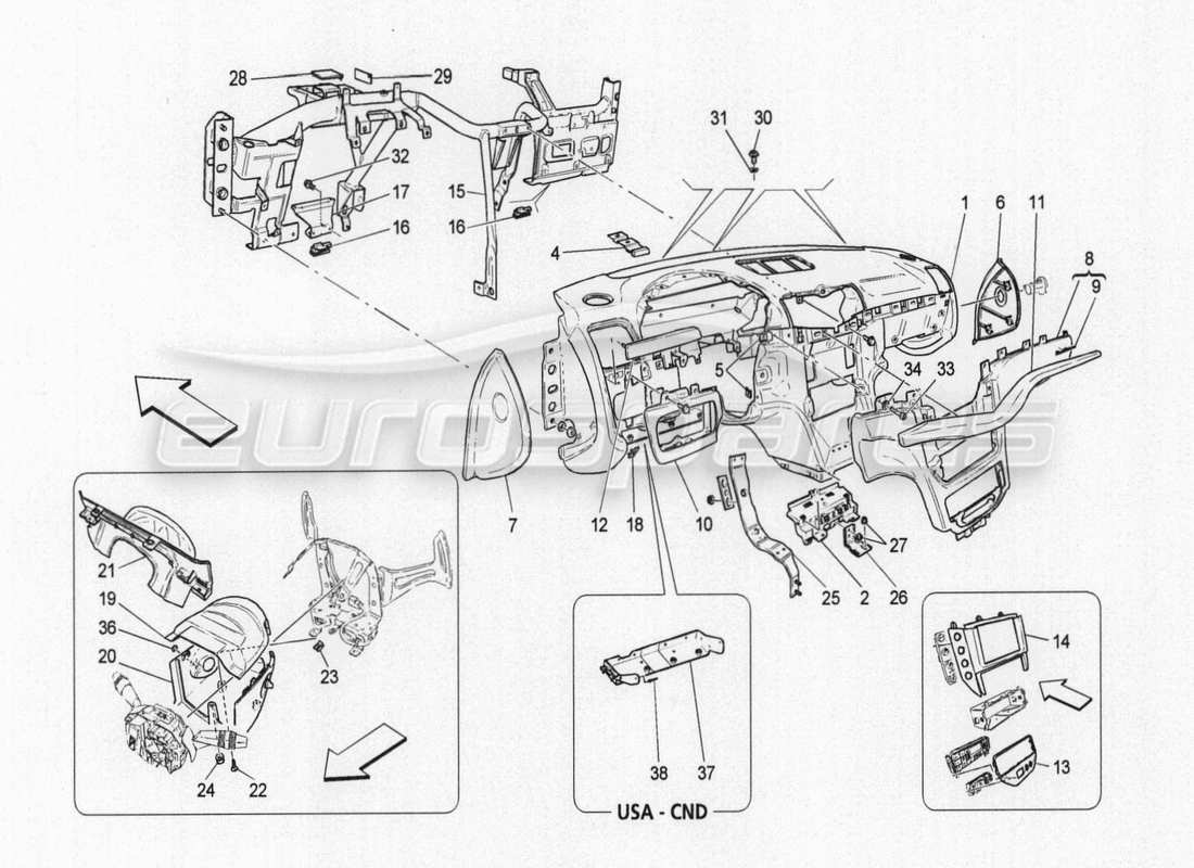a part diagram from the maserati granturismo parts catalogue