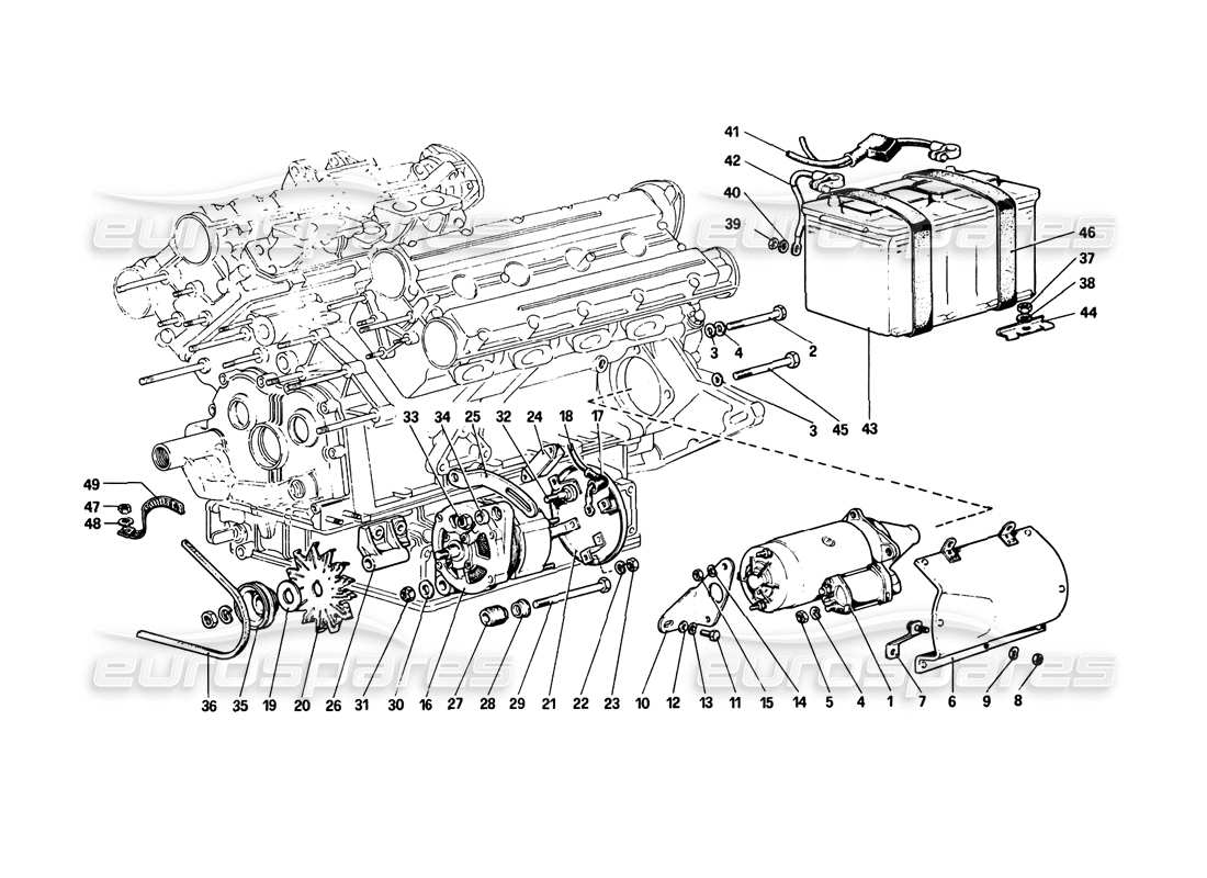 a part diagram from the Ferrari 308 GTB (1980) parts catalogue