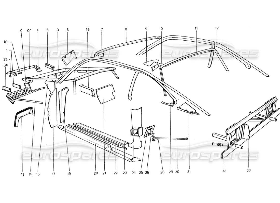 a part diagram from the ferrari 308 gtb (1976) parts catalogue