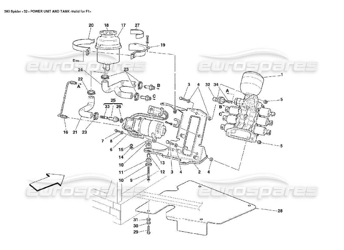 a part diagram from the ferrari 360 spider parts catalogue