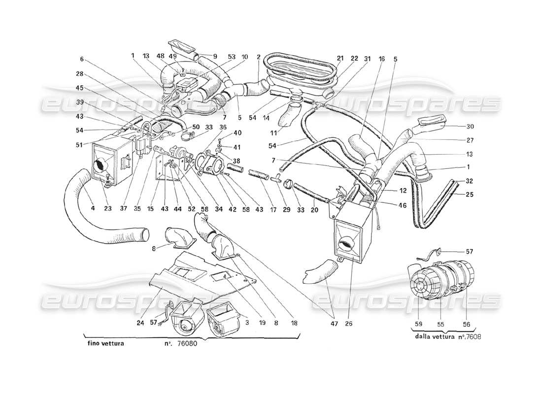 a part diagram from the Ferrari 208 Turbo (1989) parts catalogue