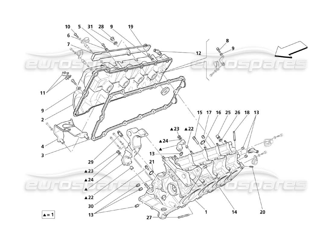 a part diagram from the maserati quattroporte m139 (2005-2013) parts catalogue