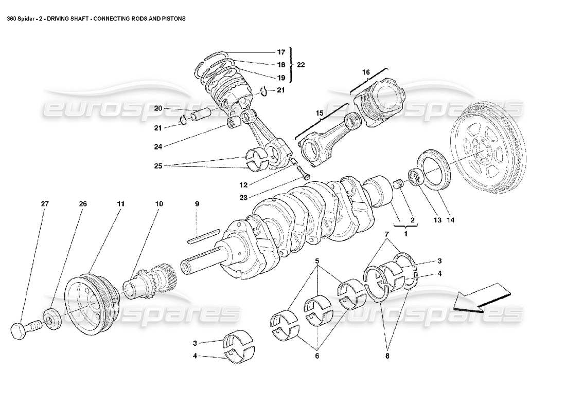 a part diagram from the ferrari 360 spider parts catalogue