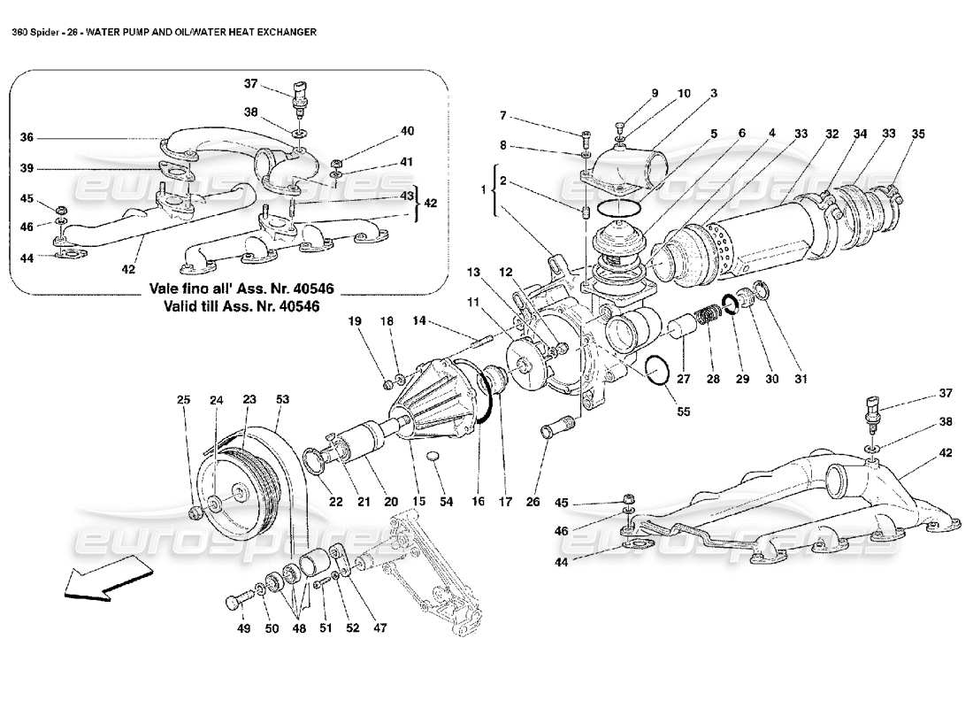 a part diagram from the ferrari 360 spider parts catalogue