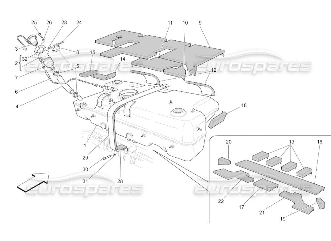 a part diagram from the maserati grancabrio parts catalogue
