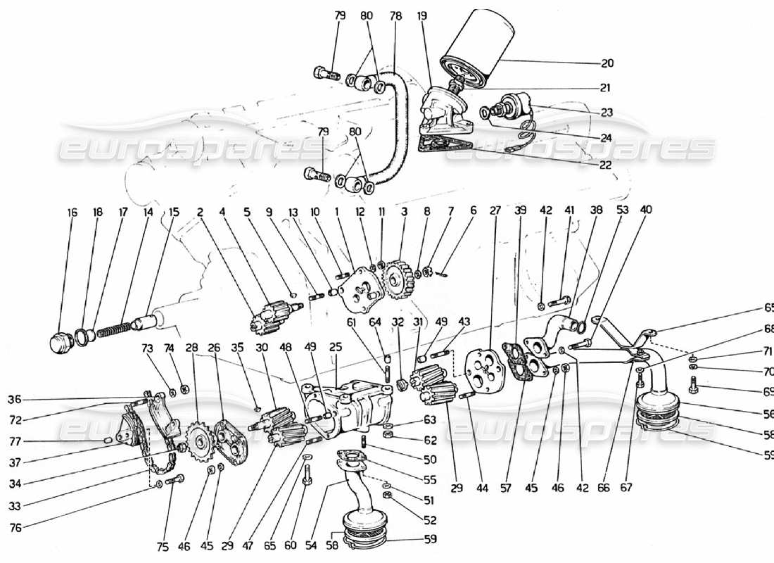VIEW PARTS DIAGRAMS FROM THE FERRARI 308 PARTS CATALOGUE a part diagram from the ferrari 308 parts catalogue