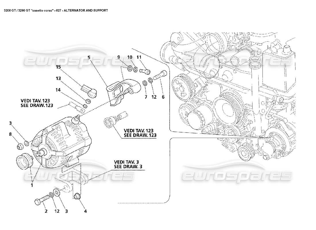 a part diagram from the maserati 3200 gt/gta/assetto corsa parts catalogue