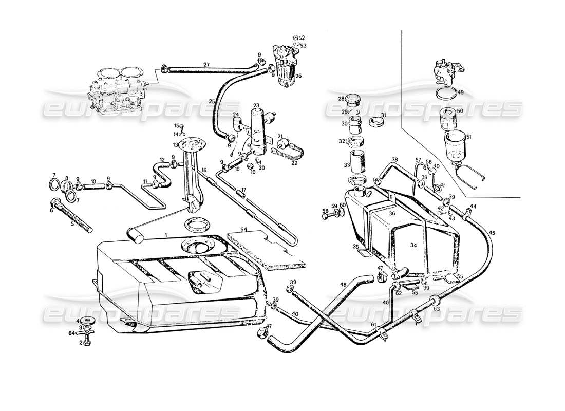VIEW PARTS DIAGRAMS FROM THE MASERATI KHAMSIN PARTS CATALOGUE a part diagram from the maserati khamsin parts catalogue