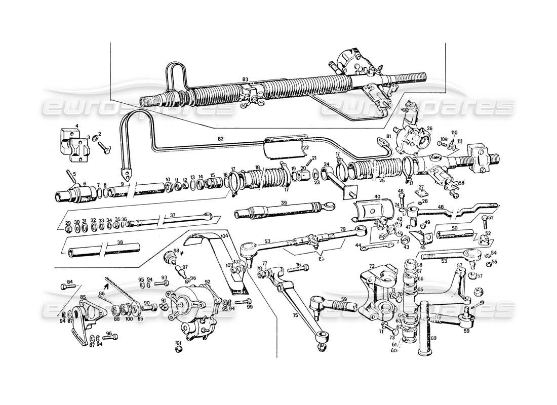 VIEW PARTS DIAGRAMS FROM THE MASERATI KHAMSIN PARTS CATALOGUE a part diagram from the maserati khamsin parts catalogue
