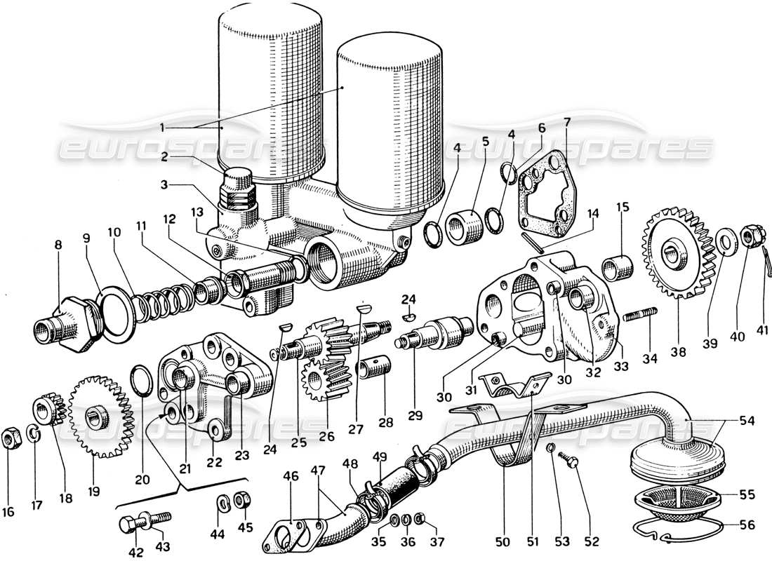 a part diagram from the ferrari 330 and 365 parts catalogue