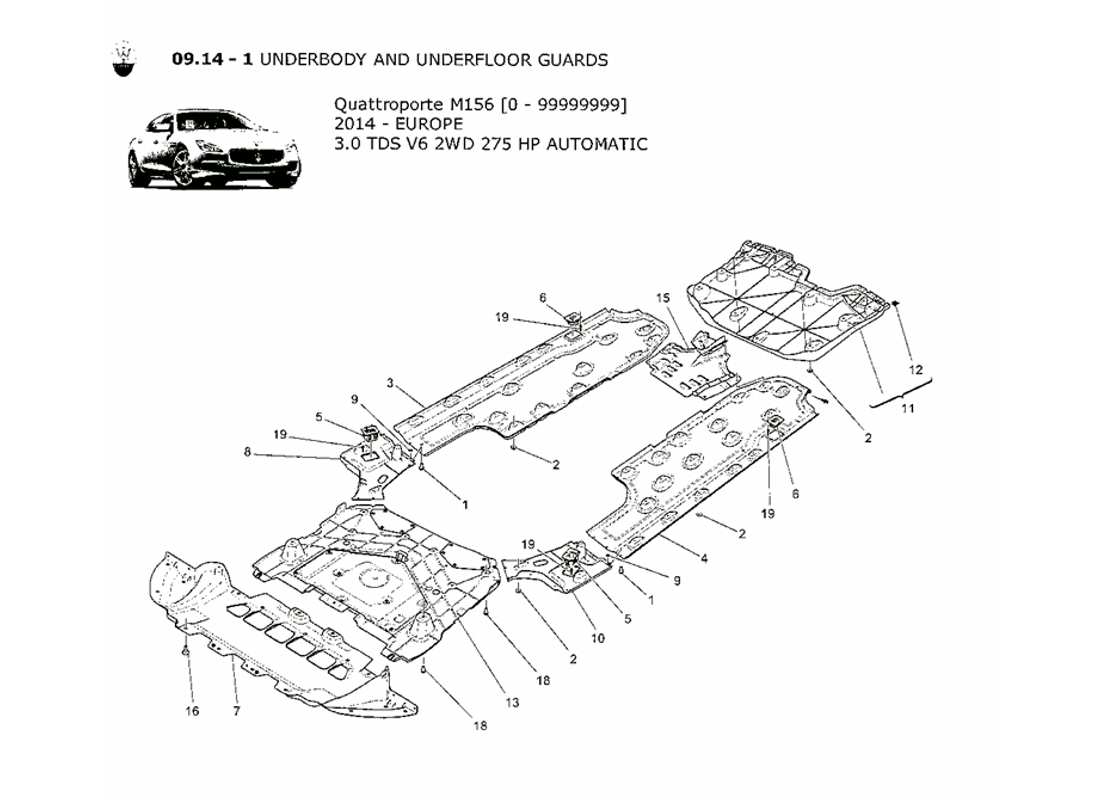 a part diagram from the maserati qtp. v6 3.0 tds 275bhp 2014 parts catalogue