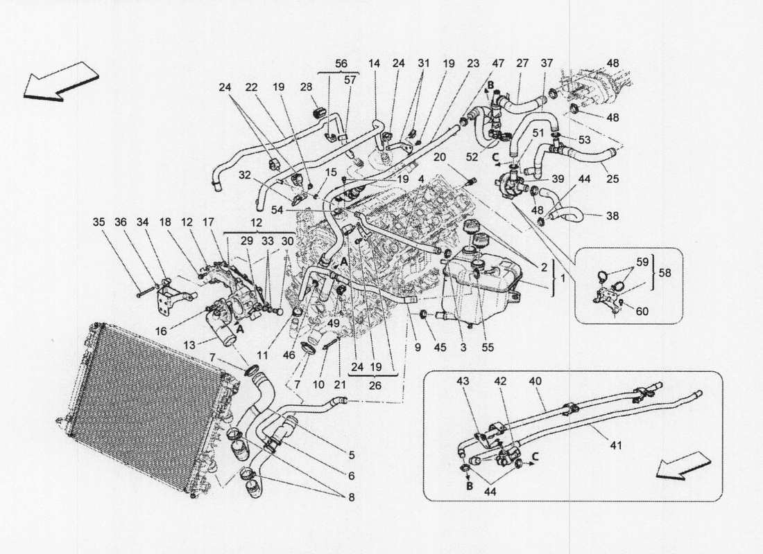 a part diagram from the maserati quattroporte m156 (2014 onwards) parts catalogue