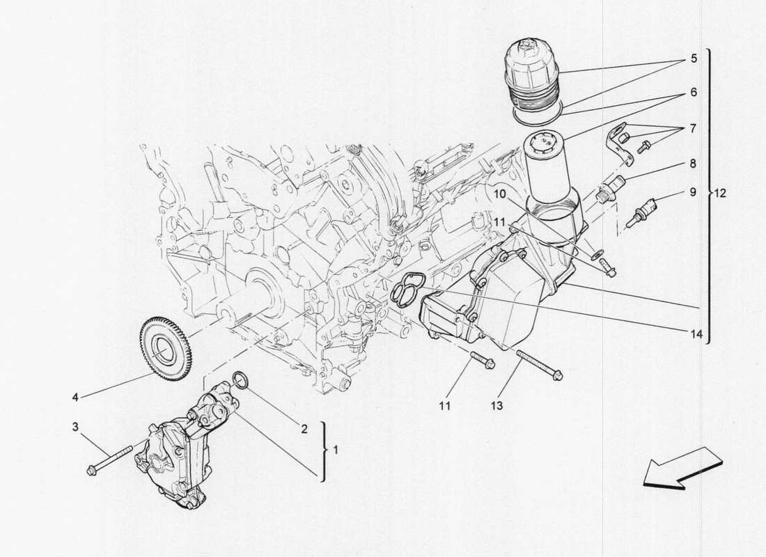 a part diagram from the maserati qtp. v6 3.0 tds 275bhp 2017 parts catalogue