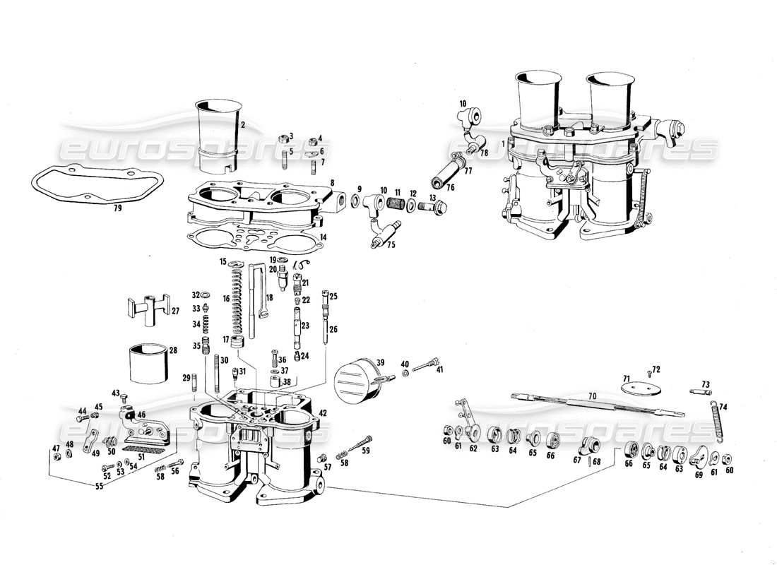 a part diagram from the maserati quattroporte (1967-1979) parts catalogue