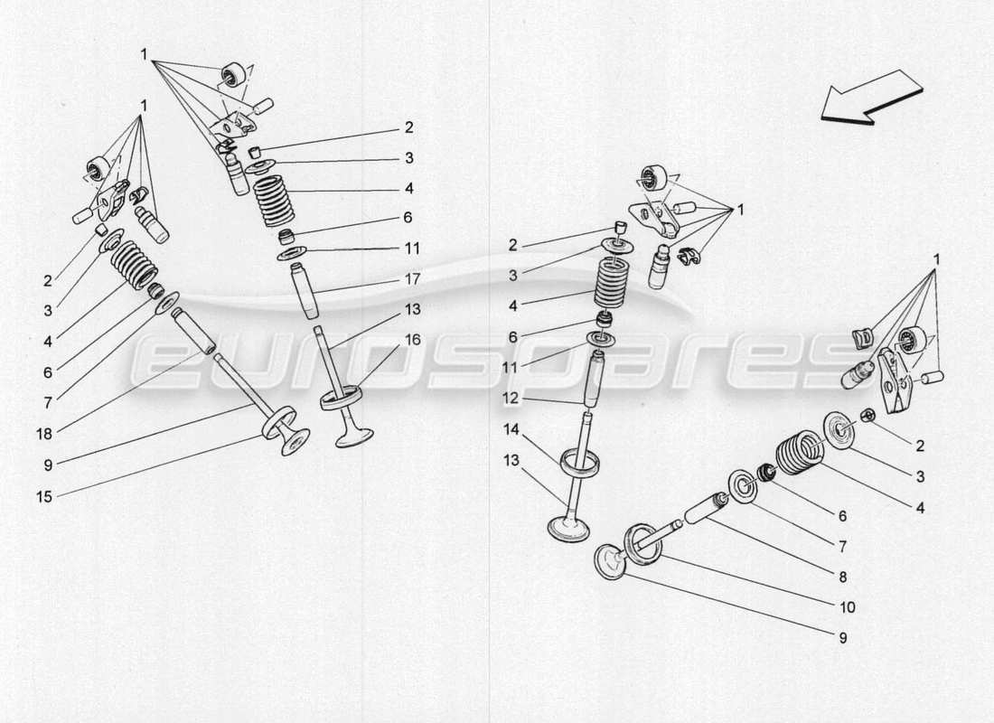 a part diagram from the maserati quattroporte m156 (2014 onwards) parts catalogue