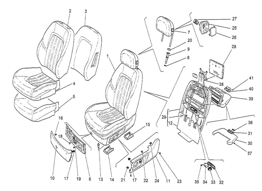 a part diagram from the maserati quattroporte m156 (2014 onwards) parts catalogue