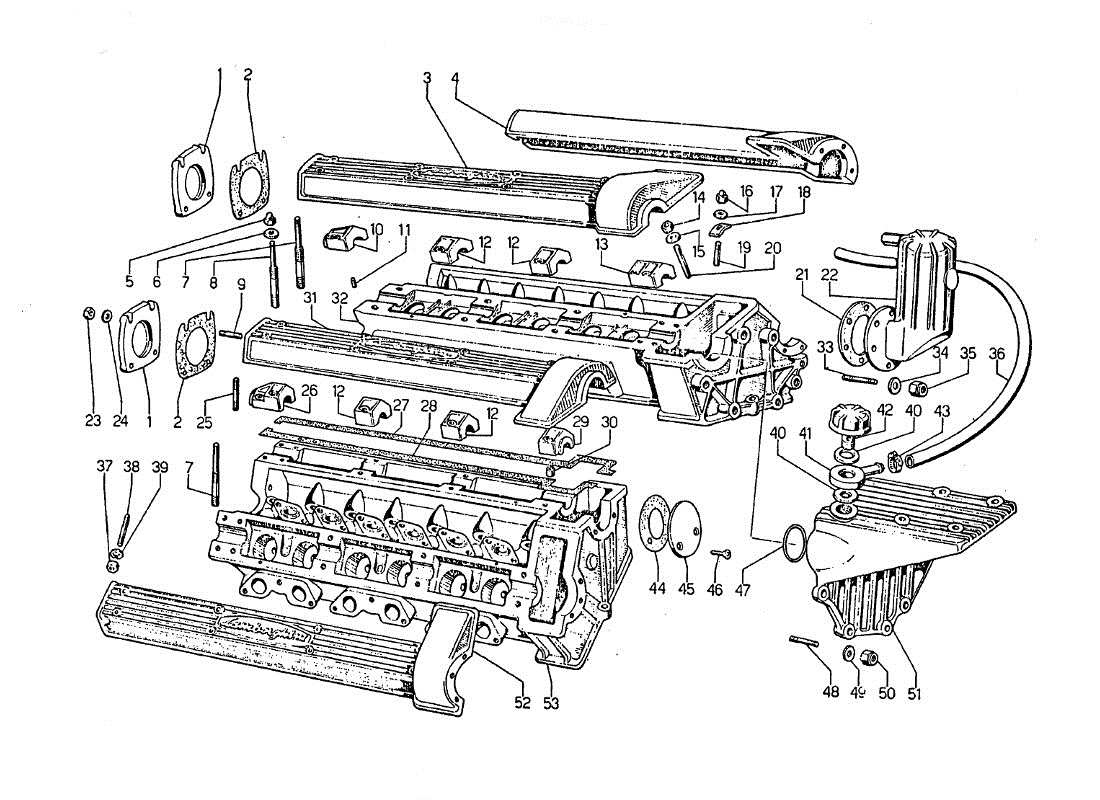a part diagram from the lamborghini jarama parts catalogue