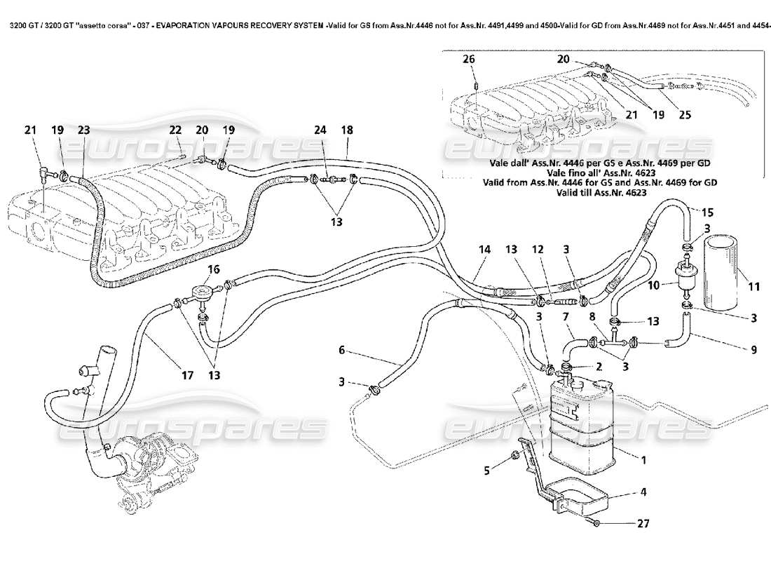a part diagram from the Maserati 3200 GT/GTA/Assetto Corsa parts catalogue