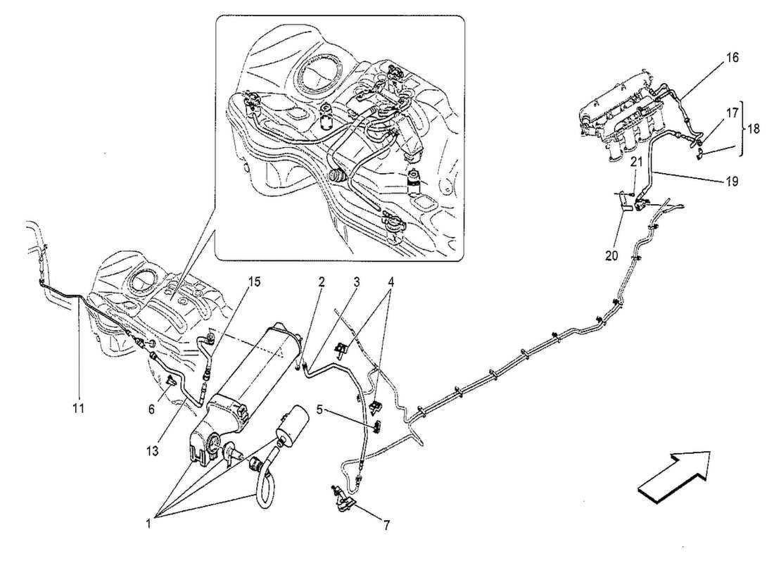 a part diagram from the maserati qtp. v8 3.8 530bhp 2014 parts catalogue