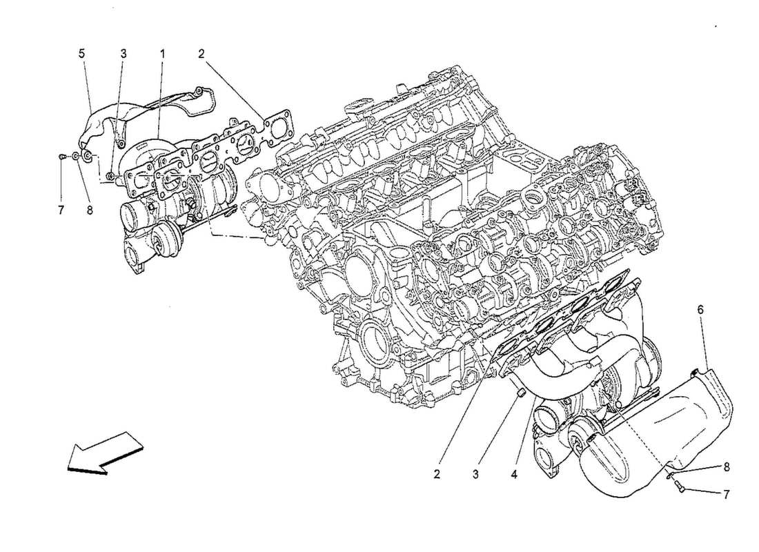 a part diagram from the maserati quattroporte m156 (2014 onwards) parts catalogue