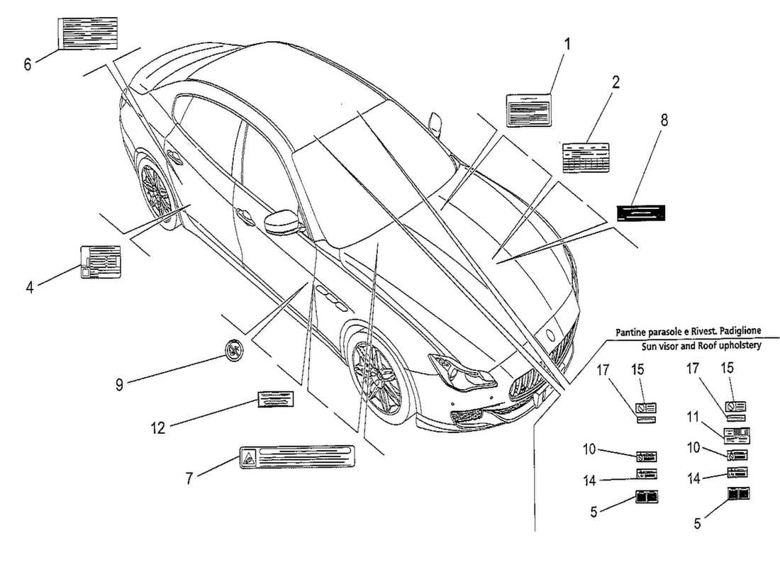 a part diagram from the Maserati QTP. V8 3.8 530bhp 2014 parts catalogue