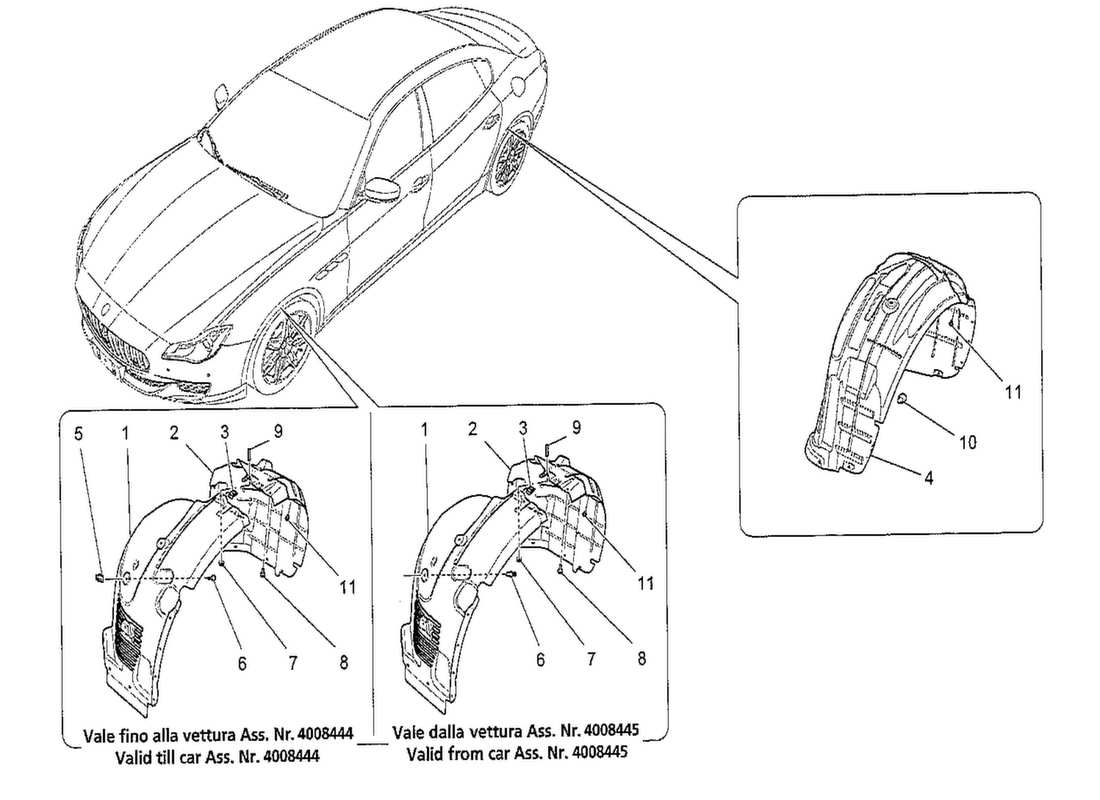a part diagram from the maserati quattroporte m156 (2014 onwards) parts catalogue