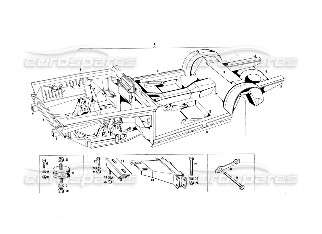 a part diagram from the maserati quattroporte (1967-1979) parts catalogue