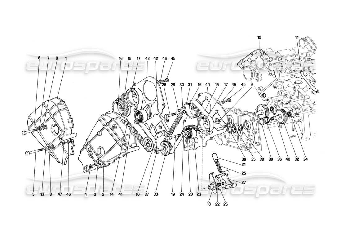 a part diagram from the ferrari 328 (1985) parts catalogue