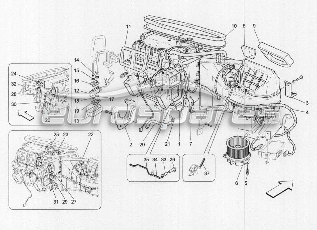 a part diagram from the maserati grancabrio parts catalogue