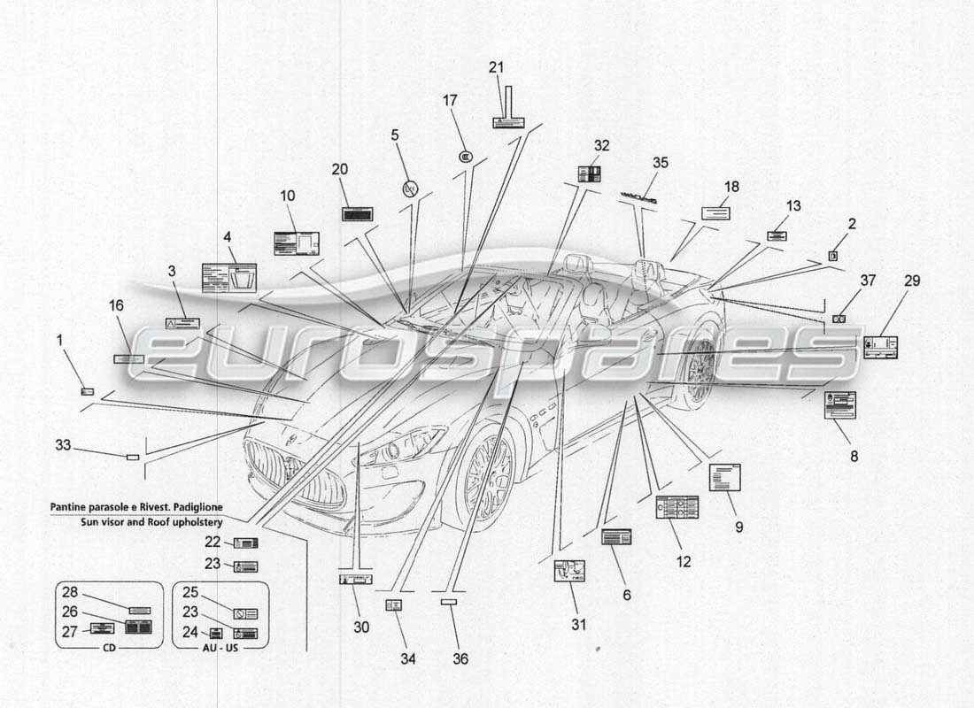 VIEW PARTS DIAGRAMS FROM THE MASERATI GRANCABRIO PARTS CATALOGUE a part diagram from the maserati grancabrio parts catalogue