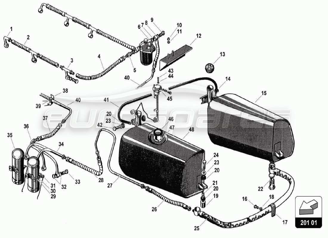 VIEW PARTS DIAGRAMS FROM THE LAMBORGHINI 350 PARTS CATALOGUE a part diagram from the lamborghini 350 parts catalogue
