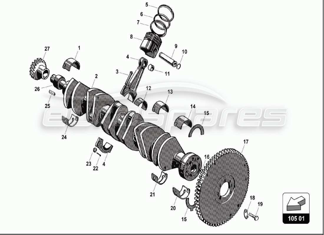 VIEW PARTS DIAGRAMS FROM THE LAMBORGHINI 350 PARTS CATALOGUE a part diagram from the lamborghini 350 parts catalogue