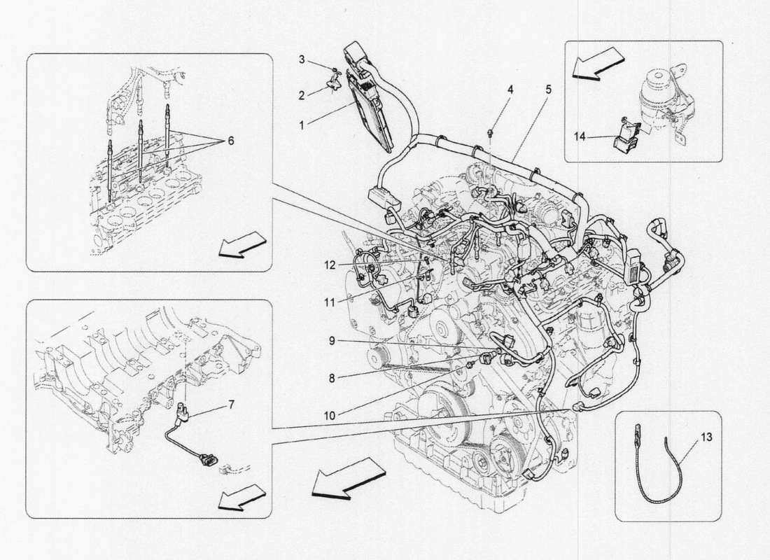 a part diagram from the maserati quattroporte m156 (2014 onwards) parts catalogue