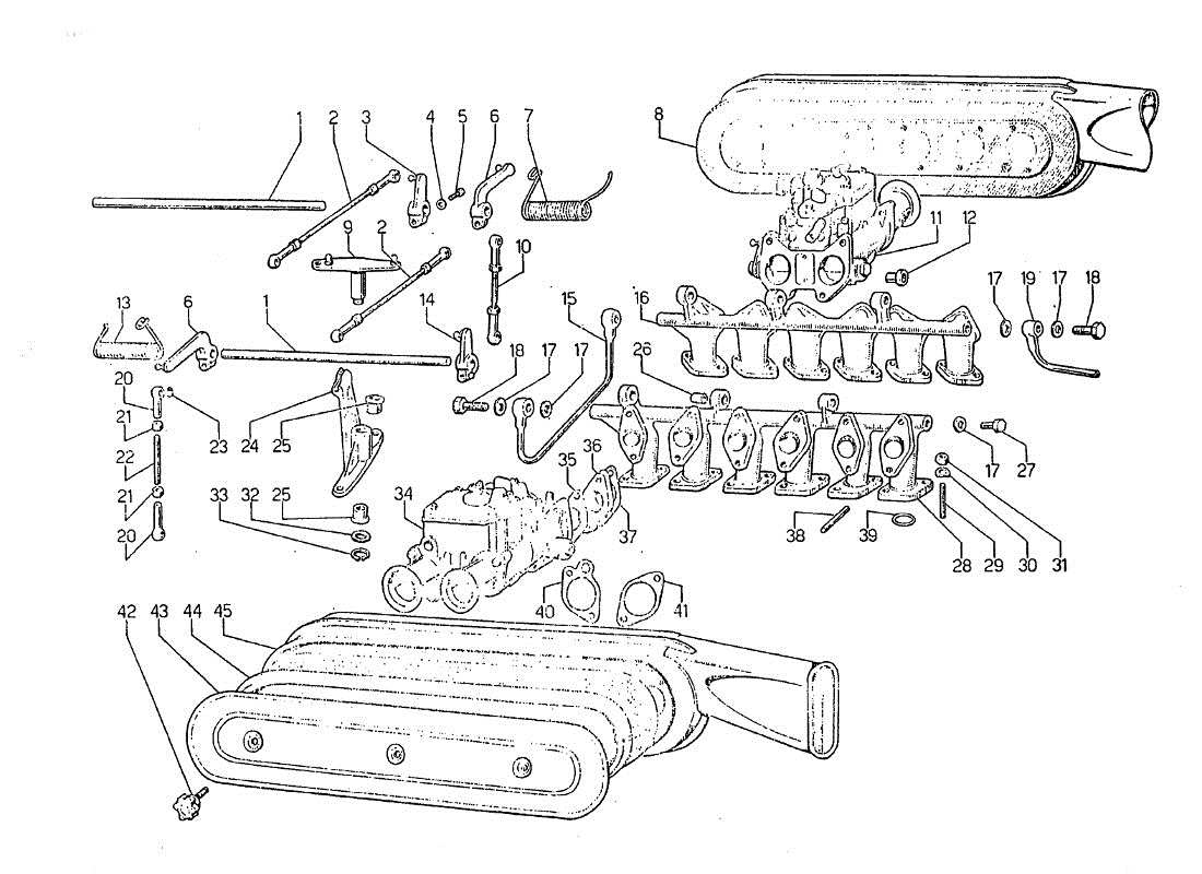 VIEW PARTS DIAGRAMS FROM THE LAMBORGHINI JARAMA PARTS CATALOGUE a part diagram from the lamborghini jarama parts catalogue
