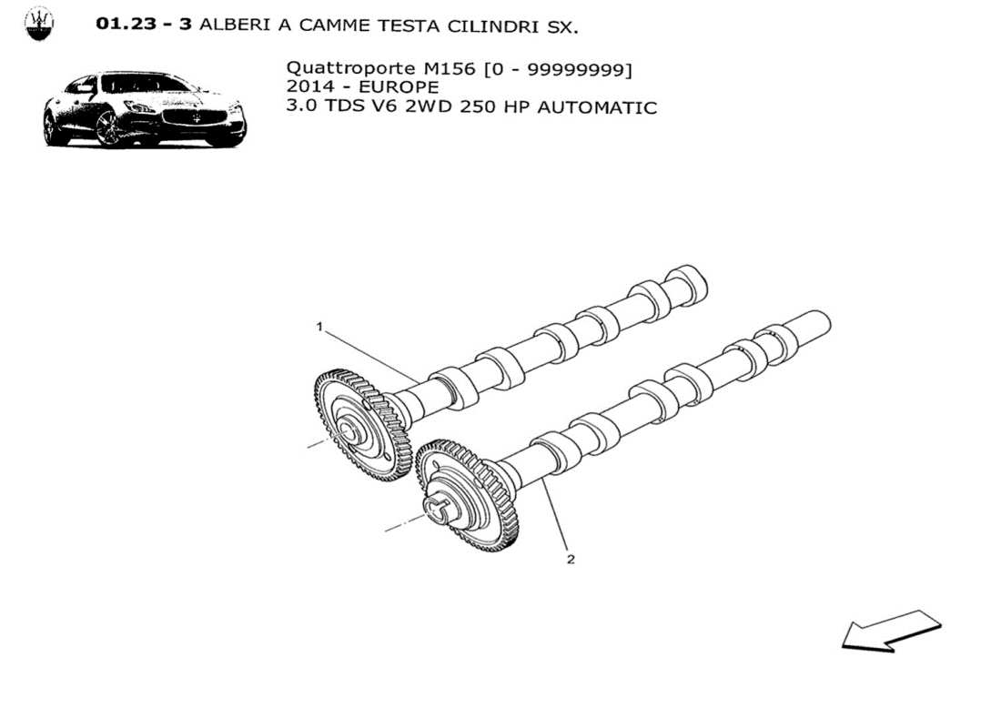 a part diagram from the maserati qtp. v6 3.0 tds 250bhp 2014 parts catalogue
