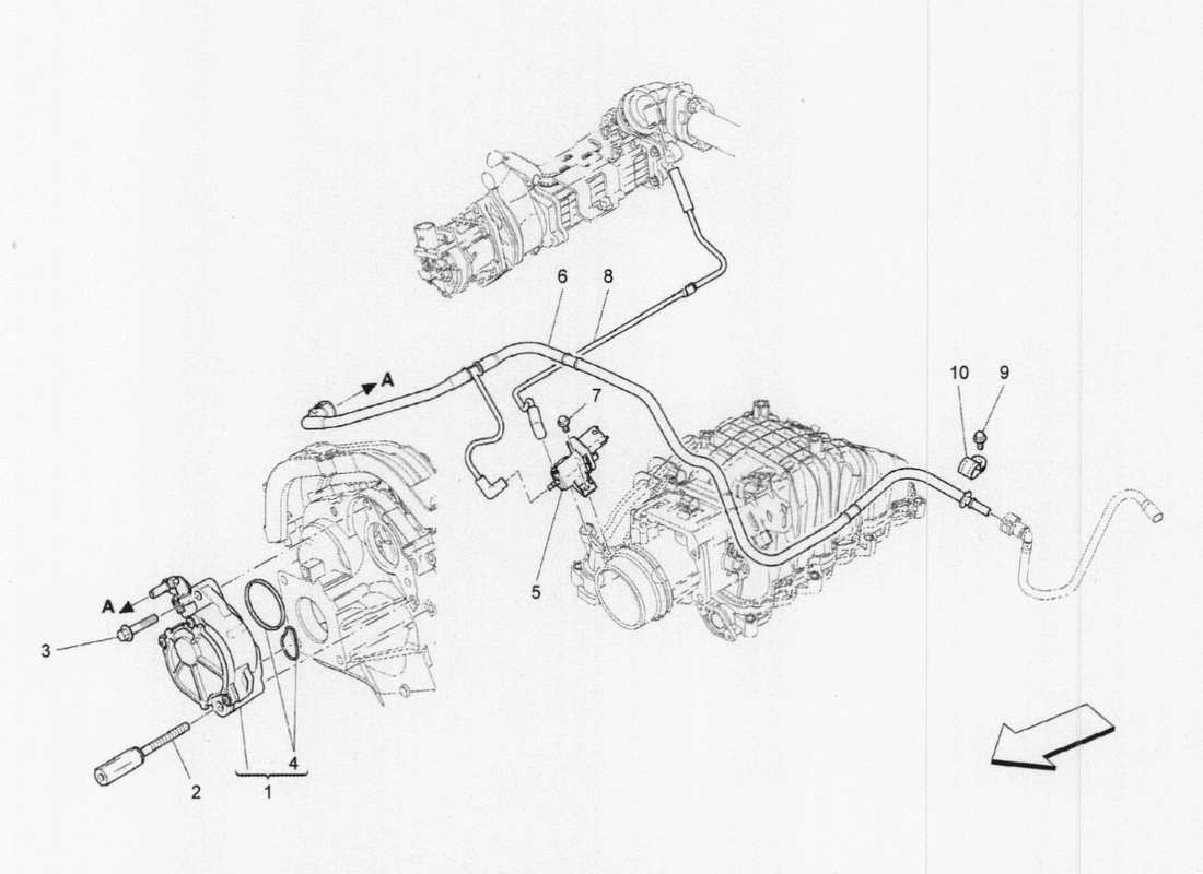 a part diagram from the maserati quattroporte m156 (2014 onwards) parts catalogue