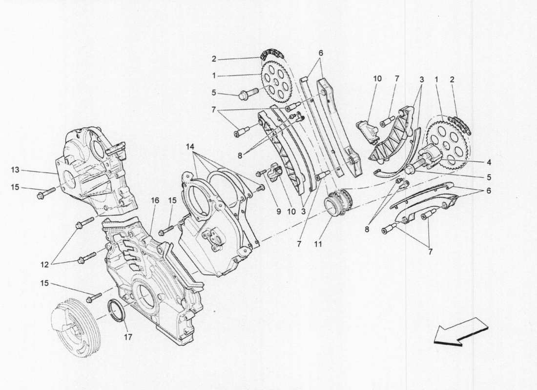 a part diagram from the maserati quattroporte m156 (2014 onwards) parts catalogue