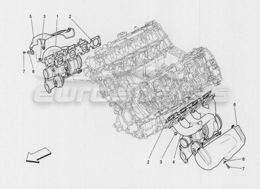 a part diagram from the maserati quattroporte m156 (2014 onwards) parts catalogue