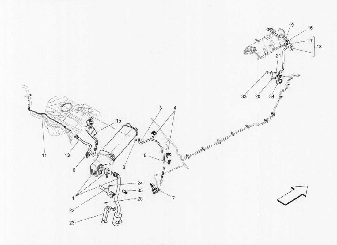a part diagram from the maserati qtp. v6 3.0 bt 410bhp 2015 parts catalogue
