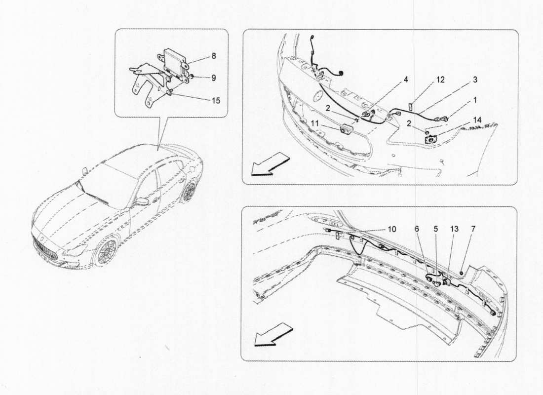 a part diagram from the maserati quattroporte m156 (2014 onwards) parts catalogue