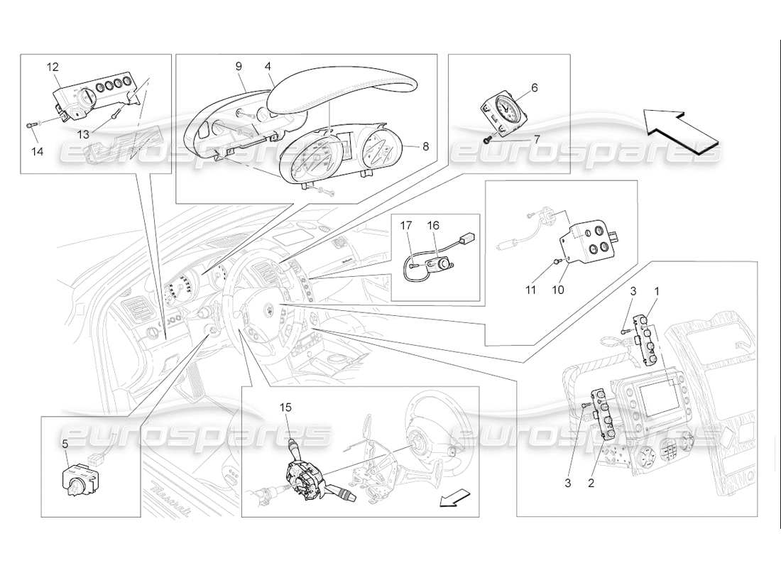 a part diagram from the maserati quattroporte m139 (2005-2013) parts catalogue