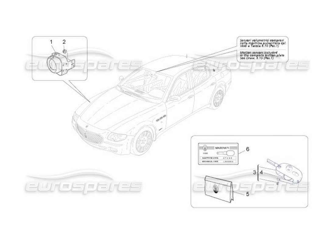a part diagram from the maserati quattroporte m139 (2005-2013) parts catalogue