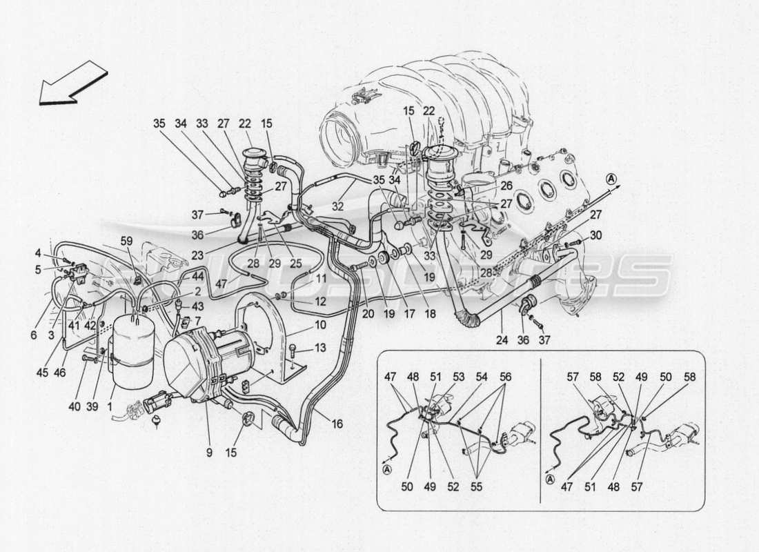 a part diagram from the maserati granturismo parts catalogue