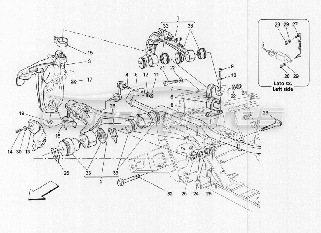a part diagram from the maserati granturismo parts catalogue