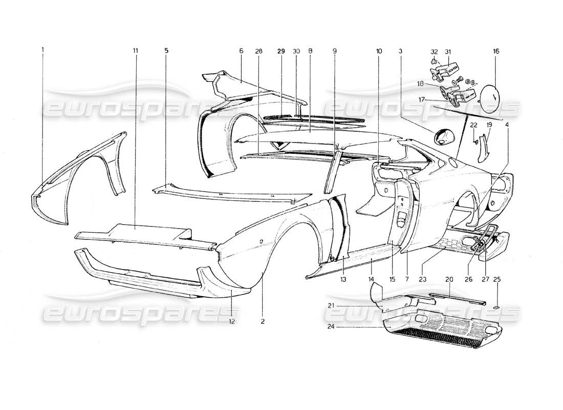 a part diagram from the Ferrari 308 GT4 Dino (1979) parts catalogue