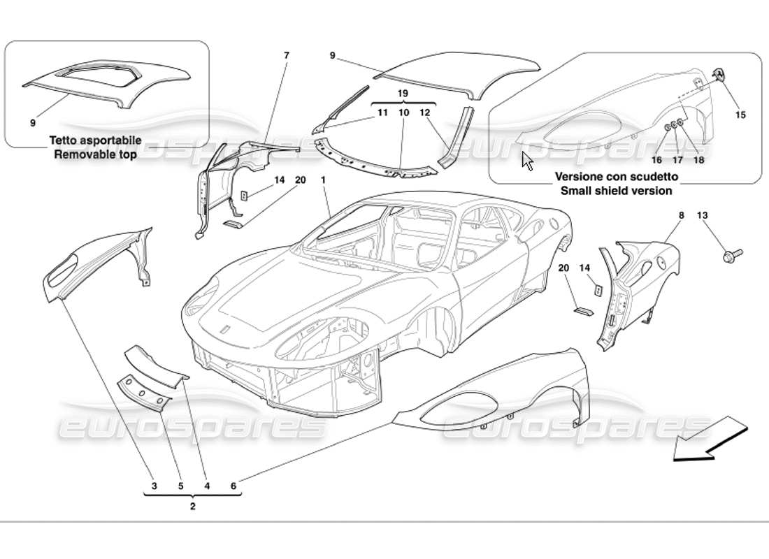 a part diagram from the Ferrari 360 Modena parts catalogue