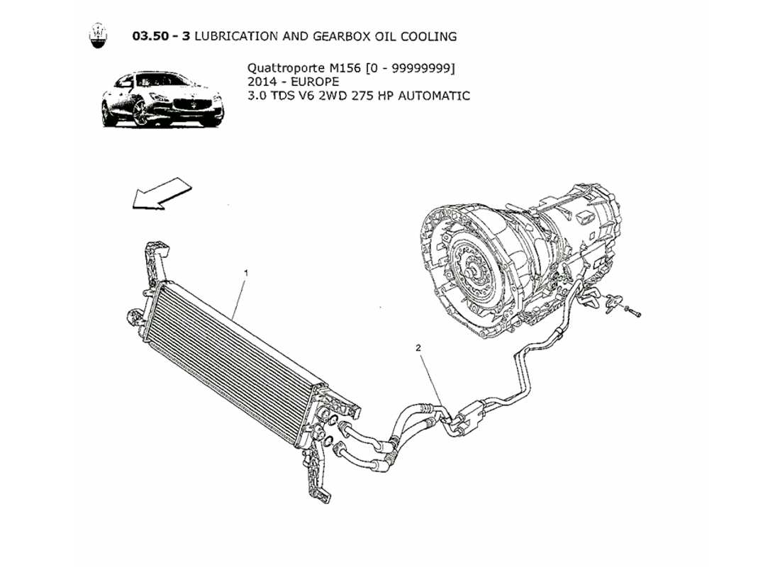 a part diagram from the maserati quattroporte m156 (2014 onwards) parts catalogue