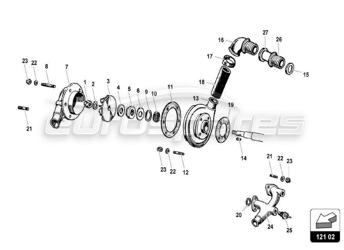 LAMBORGHINI MIURA P400S WATER COOLING SYSTEM PART DIAGRAM lamborghini miura p400s water cooling system part diagram