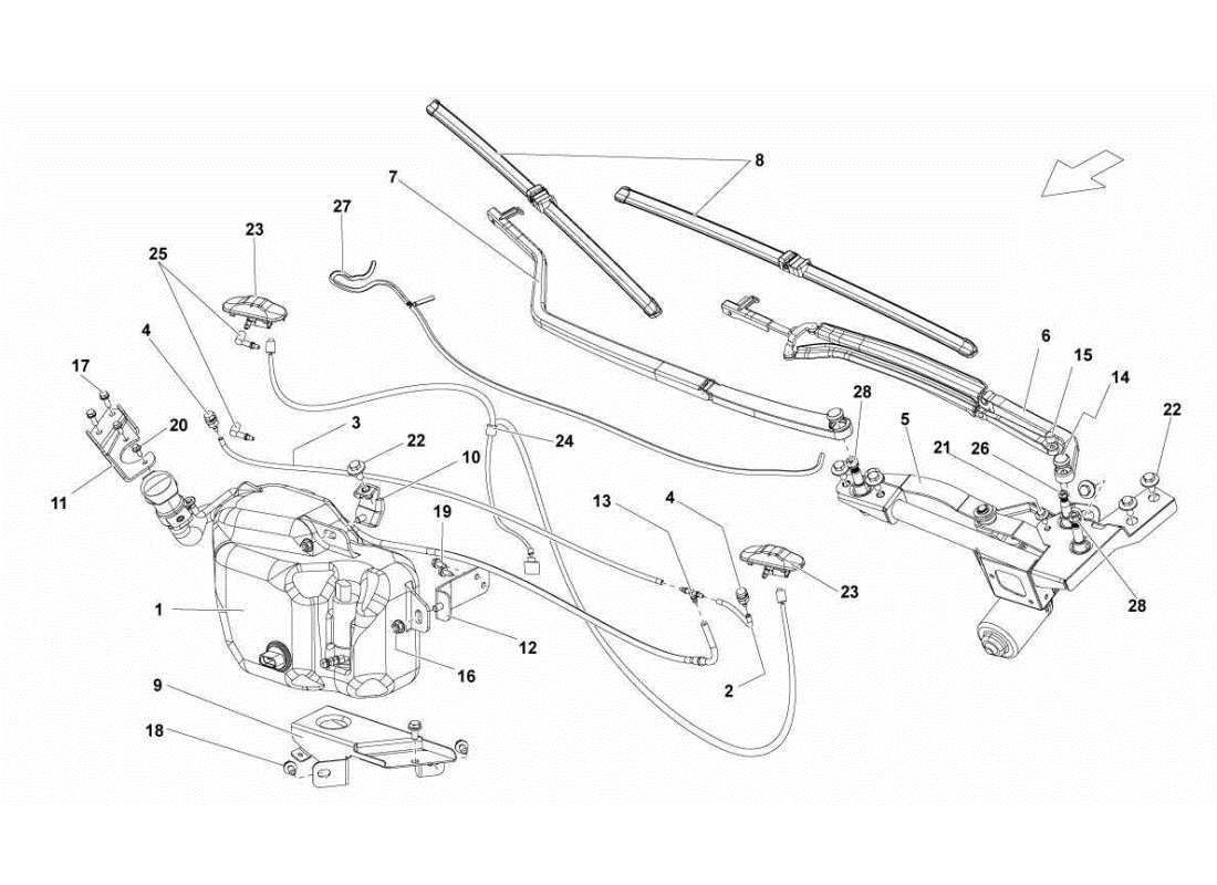 lamborghini gallardo sts ii sc windshield wiper parts diagram